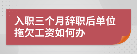 入职三个月辞职后单位拖欠工资如何办