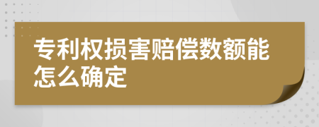 专利权损害赔偿数额能怎么确定