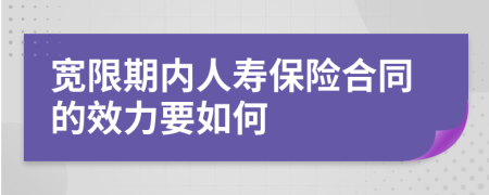 宽限期内人寿保险合同的效力要如何