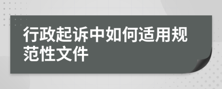 行政起诉中如何适用规范性文件