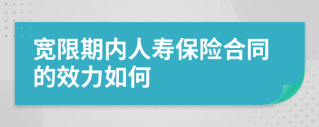 宽限期内人寿保险合同的效力如何