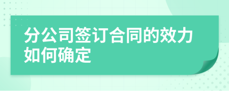 分公司签订合同的效力如何确定