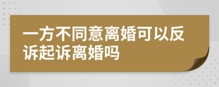 一方不同意离婚可以反诉起诉离婚吗