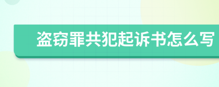 盗窃罪共犯起诉书怎么写