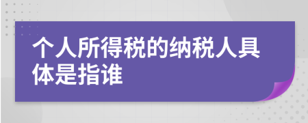 个人所得税的纳税人具体是指谁