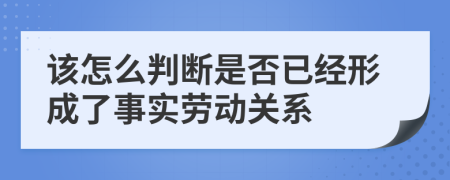 该怎么判断是否已经形成了事实劳动关系