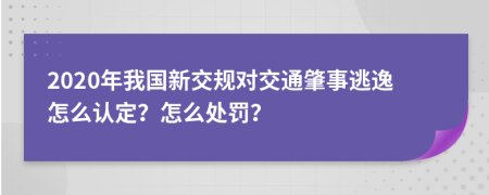 2020年我国新交规对交通肇事逃逸怎么认定？怎么处罚？