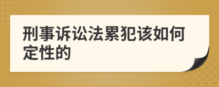 刑事诉讼法累犯该如何定性的