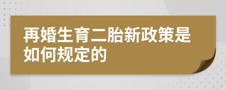 再婚生育二胎新政策是如何规定的