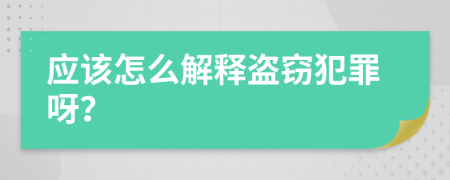 应该怎么解释盗窃犯罪呀？