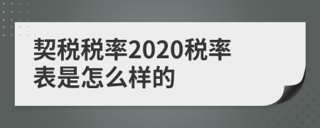 契税税率2020税率表是怎么样的
