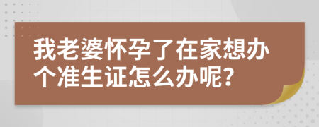 我老婆怀孕了在家想办个准生证怎么办呢？