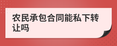 农民承包合同能私下转让吗