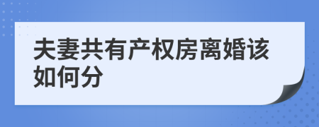 夫妻共有产权房离婚该如何分