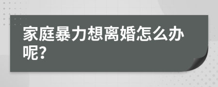 家庭暴力想离婚怎么办呢？