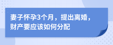 妻子怀孕3个月，提出离婚，财产要应该如何分配