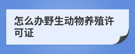 怎么办野生动物养殖许可证