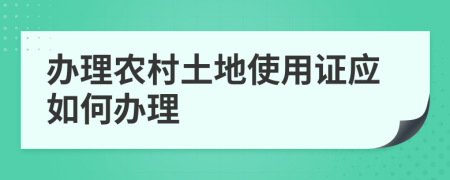 办理农村土地使用证应如何办理