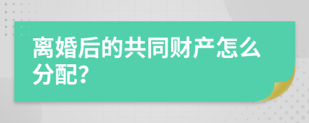 离婚后的共同财产怎么分配？