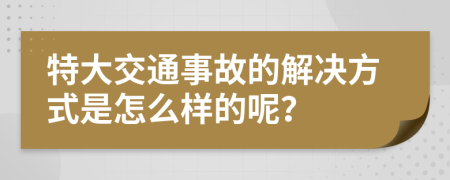 特大交通事故的解决方式是怎么样的呢？