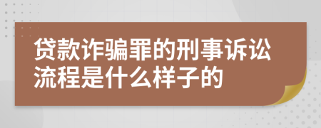 贷款诈骗罪的刑事诉讼流程是什么样子的