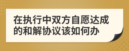 在执行中双方自愿达成的和解协议该如何办