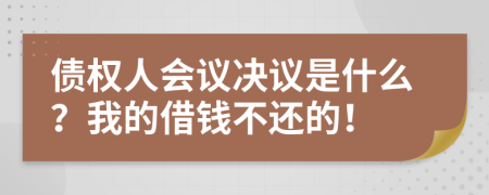 债权人会议决议是什么？我的借钱不还的！