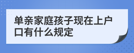 单亲家庭孩子现在上户口有什么规定