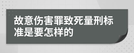 故意伤害罪致死量刑标准是要怎样的