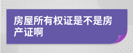 房屋所有权证是不是房产证啊