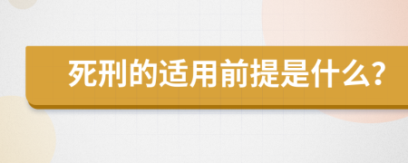 死刑的适用前提是什么？