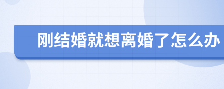 刚结婚就想离婚了怎么办