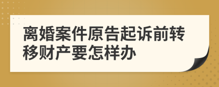 离婚案件原告起诉前转移财产要怎样办