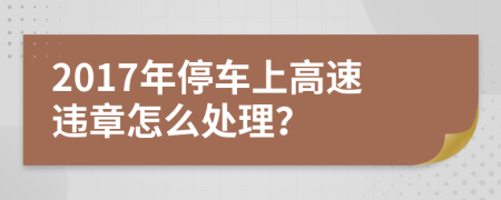 2017年停车上高速违章怎么处理？