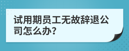 试用期员工无故辞退公司怎么办？