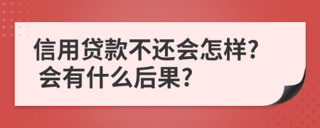 信用贷款不还会怎样? 会有什么后果?