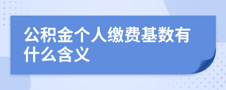 公积金个人缴费基数有什么含义