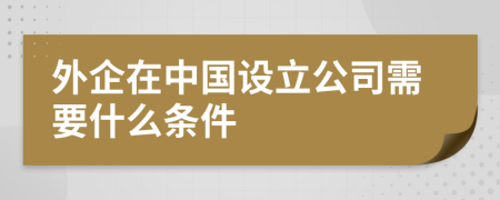 外企在中国设立公司需要什么条件