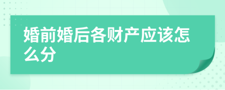 婚前婚后各财产应该怎么分