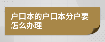 户口本的户口本分户要怎么办理