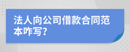 法人向公司借款合同范本咋写？