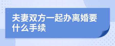 夫妻双方一起办离婚要什么手续