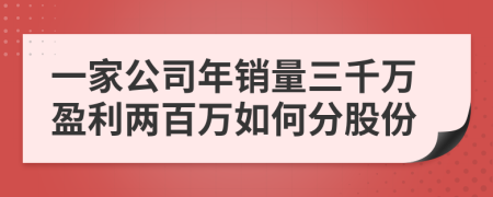 一家公司年销量三千万盈利两百万如何分股份