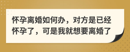 怀孕离婚如何办，对方是已经怀孕了，可是我就想要离婚了