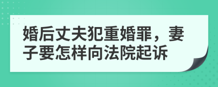 婚后丈夫犯重婚罪，妻子要怎样向法院起诉