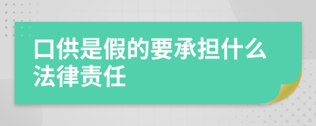 口供是假的要承担什么法律责任