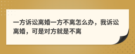 一方诉讼离婚一方不离怎么办，我诉讼离婚，可是对方就是不离