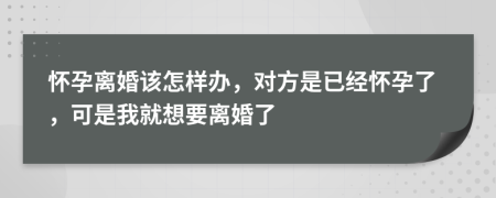 怀孕离婚该怎样办，对方是已经怀孕了，可是我就想要离婚了