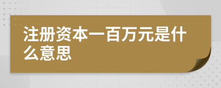 注册资本一百万元是什么意思