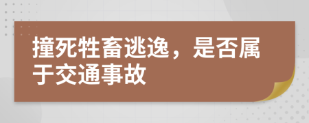 撞死牲畜逃逸，是否属于交通事故